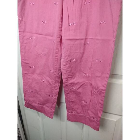 Talbots 8 Pink Stretch Dragonfly Pocket Flat Front Capri Pants - Picture 3 of 11